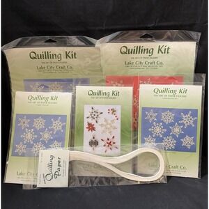 Vintage Christmas Snowflakes Lot Of 6 Lake City Craft Co Quilling Kits Paper NEW